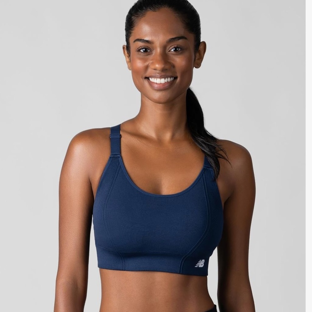 New Balance White Scoop-Neck High Support Sports Bra